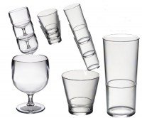Stacking Wine, Whisky and beer glass polycarbonate set